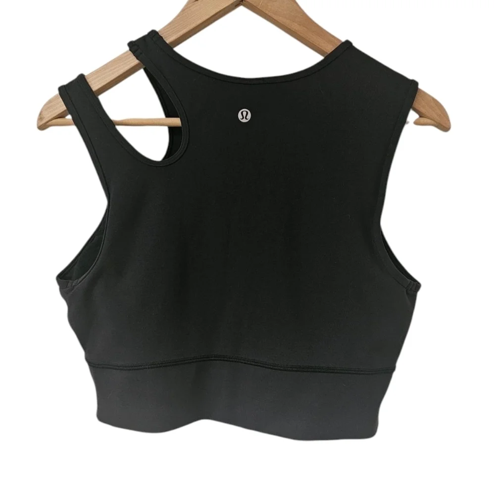 Lululemon Black Mastered Motion Cropped asymmetrical Top With The Built In Bra12 - Picture 4 of 7